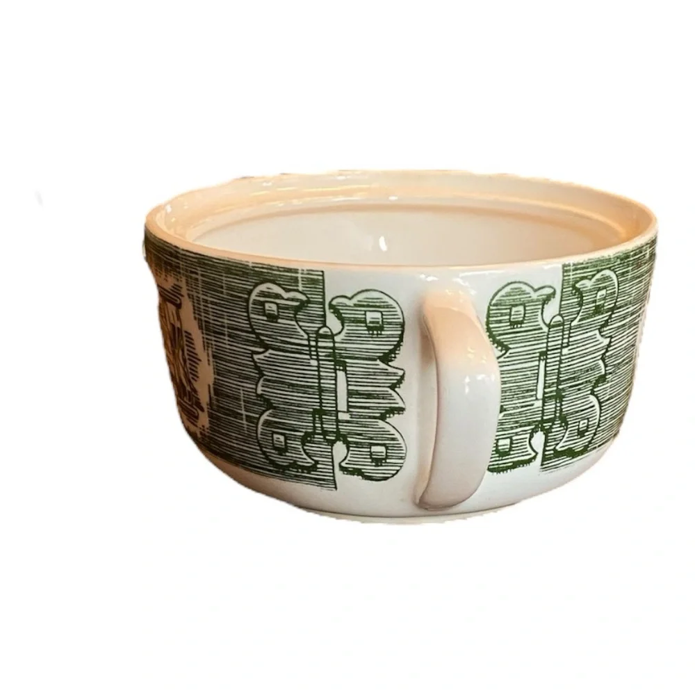 VTG Royal China The Old Curiosity Shop Green Transferware Sugar Bowl No Lid